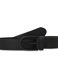 Men Black & Red Leather Belt