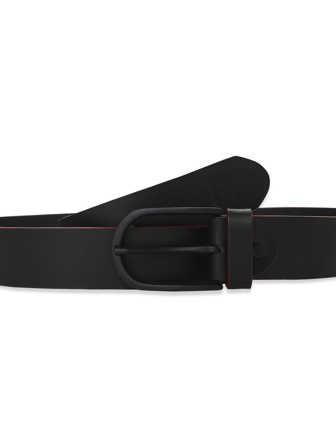 Men Black & Red Leather Belt