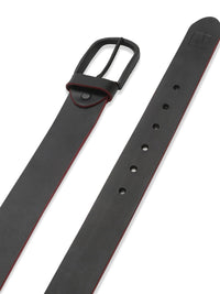 Men Black & Red Leather Belt