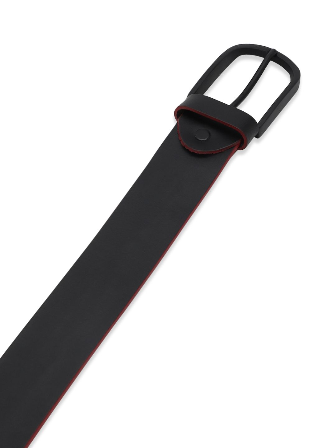 Men Black & Red Leather Belt
