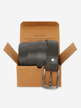 Men Olive Genuine Leather Belt