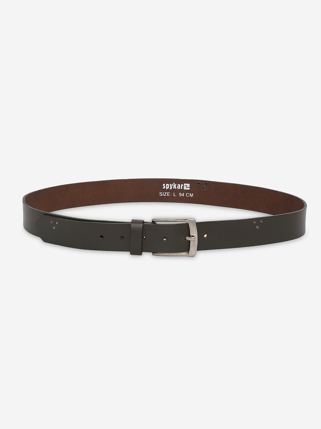 Men Olive Genuine Leather Belt