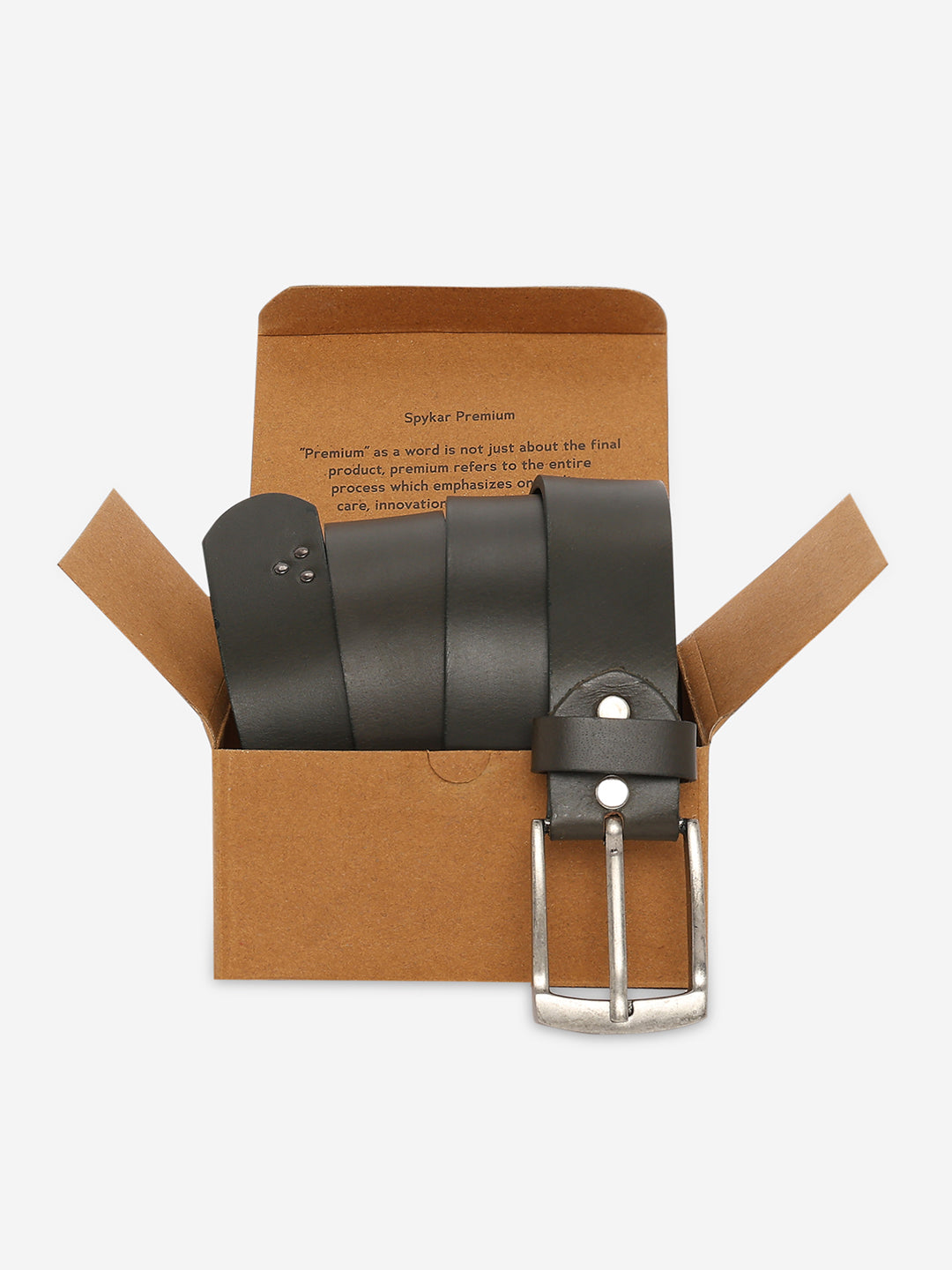 Men Olive Genuine Leather Belt