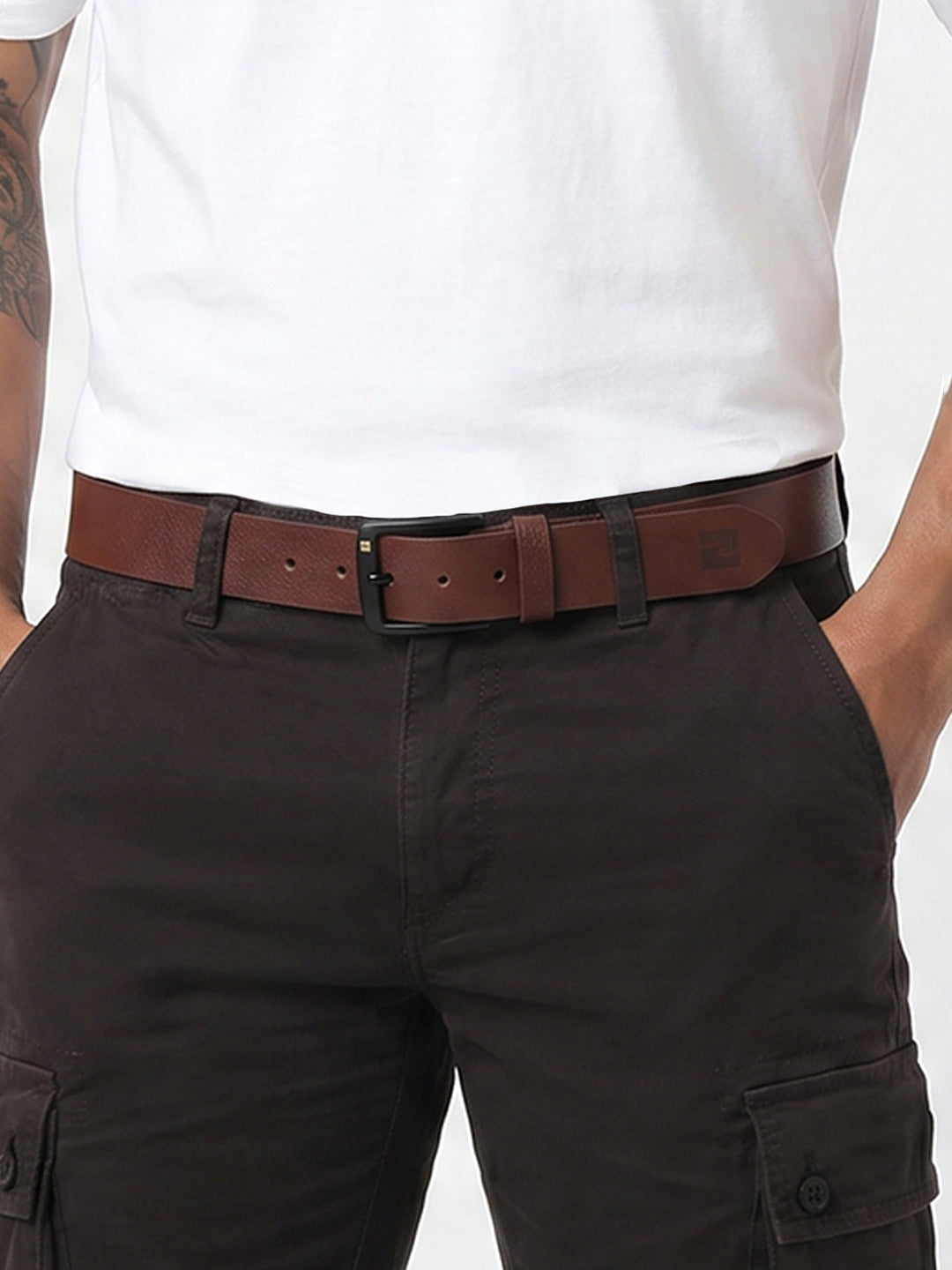 Men Tan Leather Belt