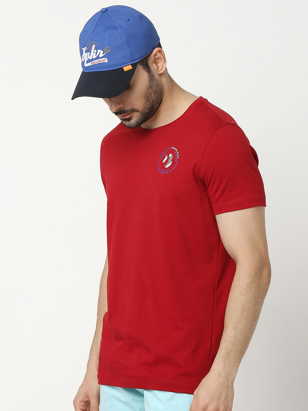 Men Royal Blue Solid Cap