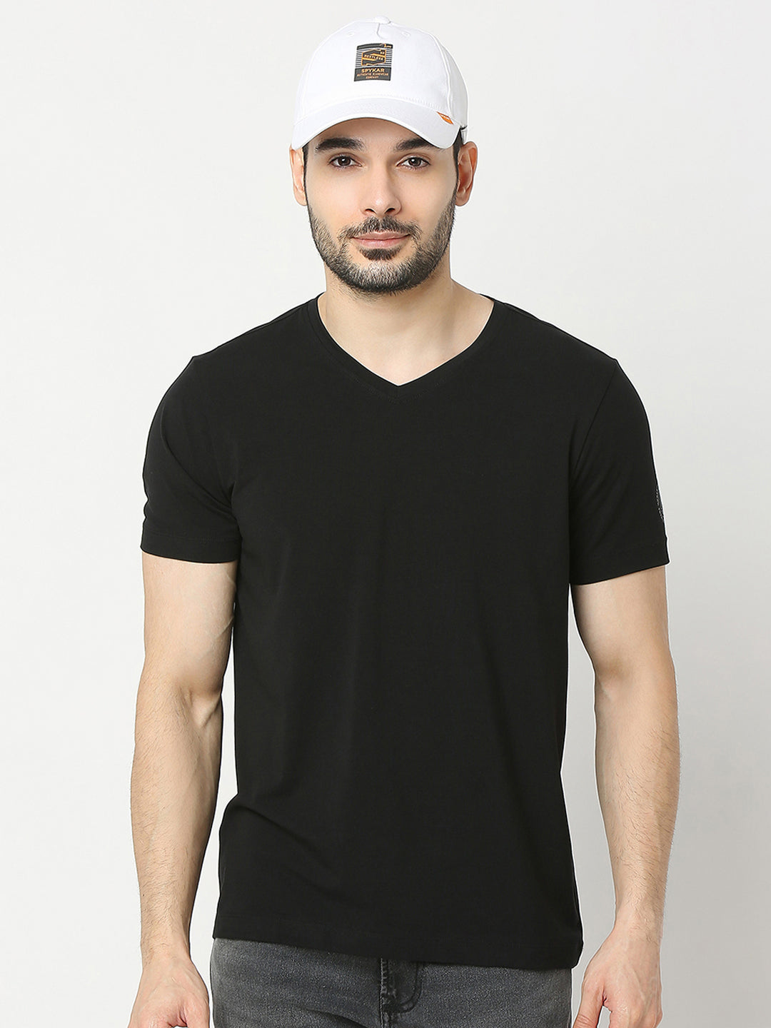 Men White Solid Cap