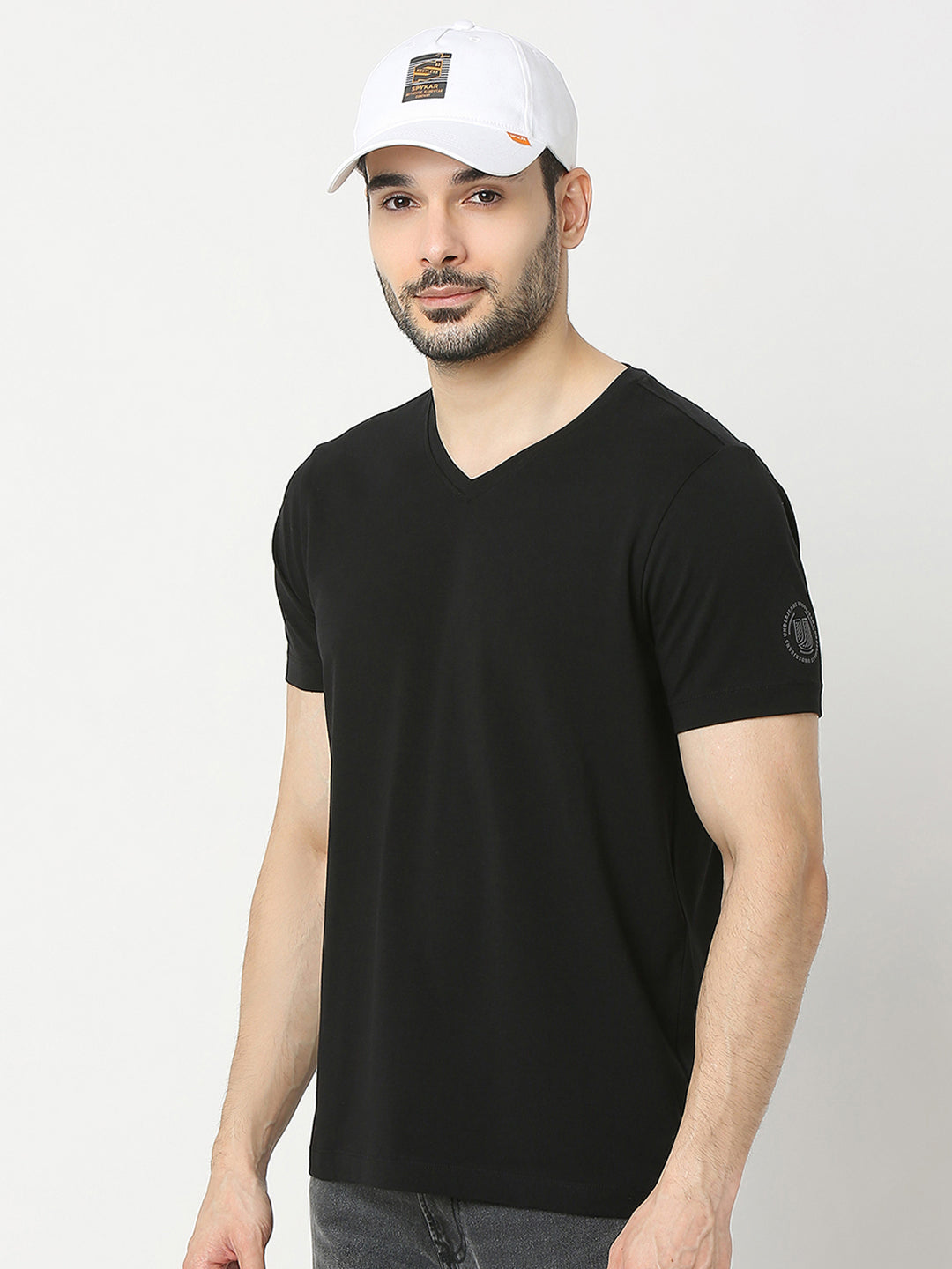Men White Solid Cap