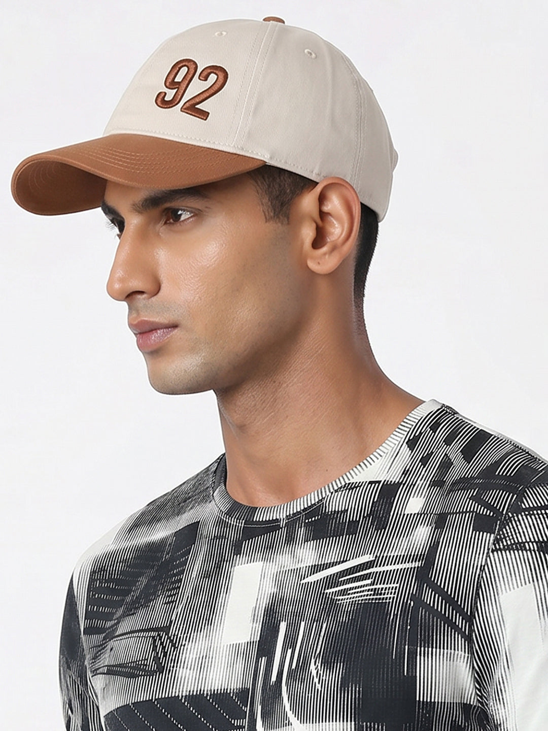 Men Beige/Light Brown Cotton Cap