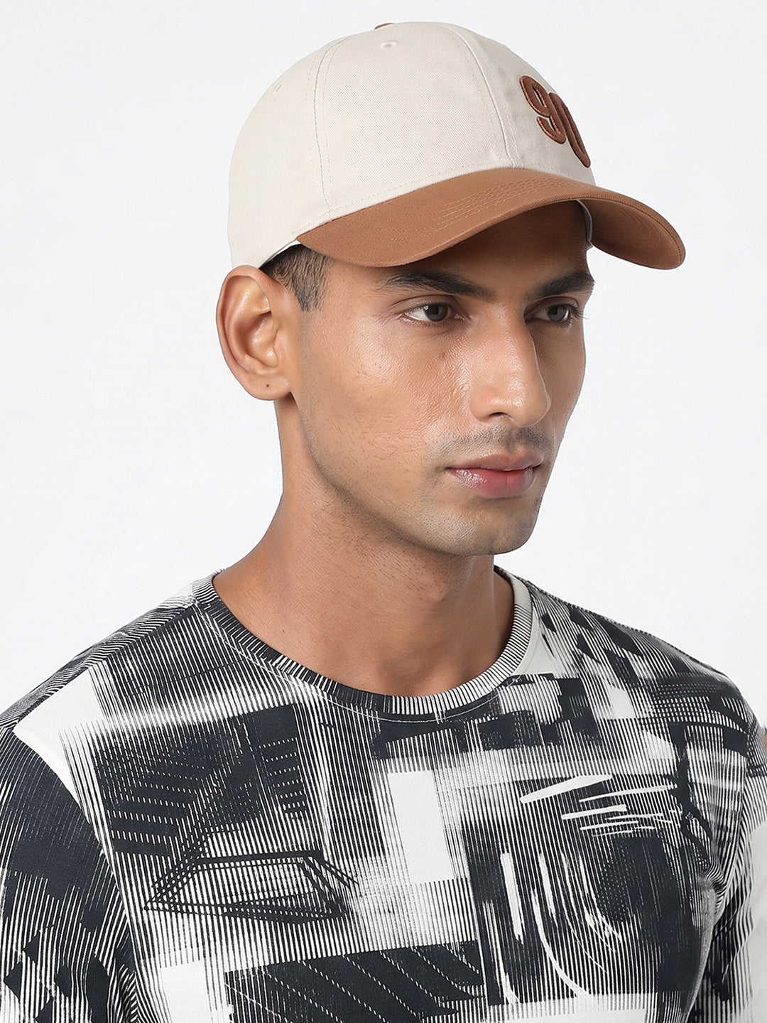 Men Beige/Light Brown Cotton Cap