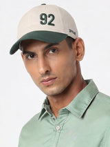 Men Beige/Dark Green Cotton Cap