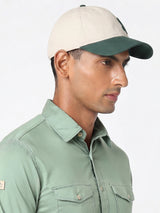 Men Beige/Dark Green Cotton Cap