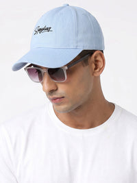 Men Sky Blue Cotton Cap