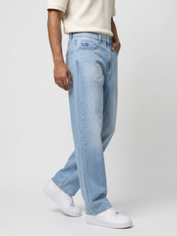 Men Ikemen Jeans Loose Fit Light Blue Low Rise