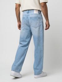 Men Ikemen Jeans Loose Fit Light Blue Low Rise