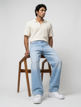 Men Ikemen Jeans Loose Fit Light Blue Low Rise