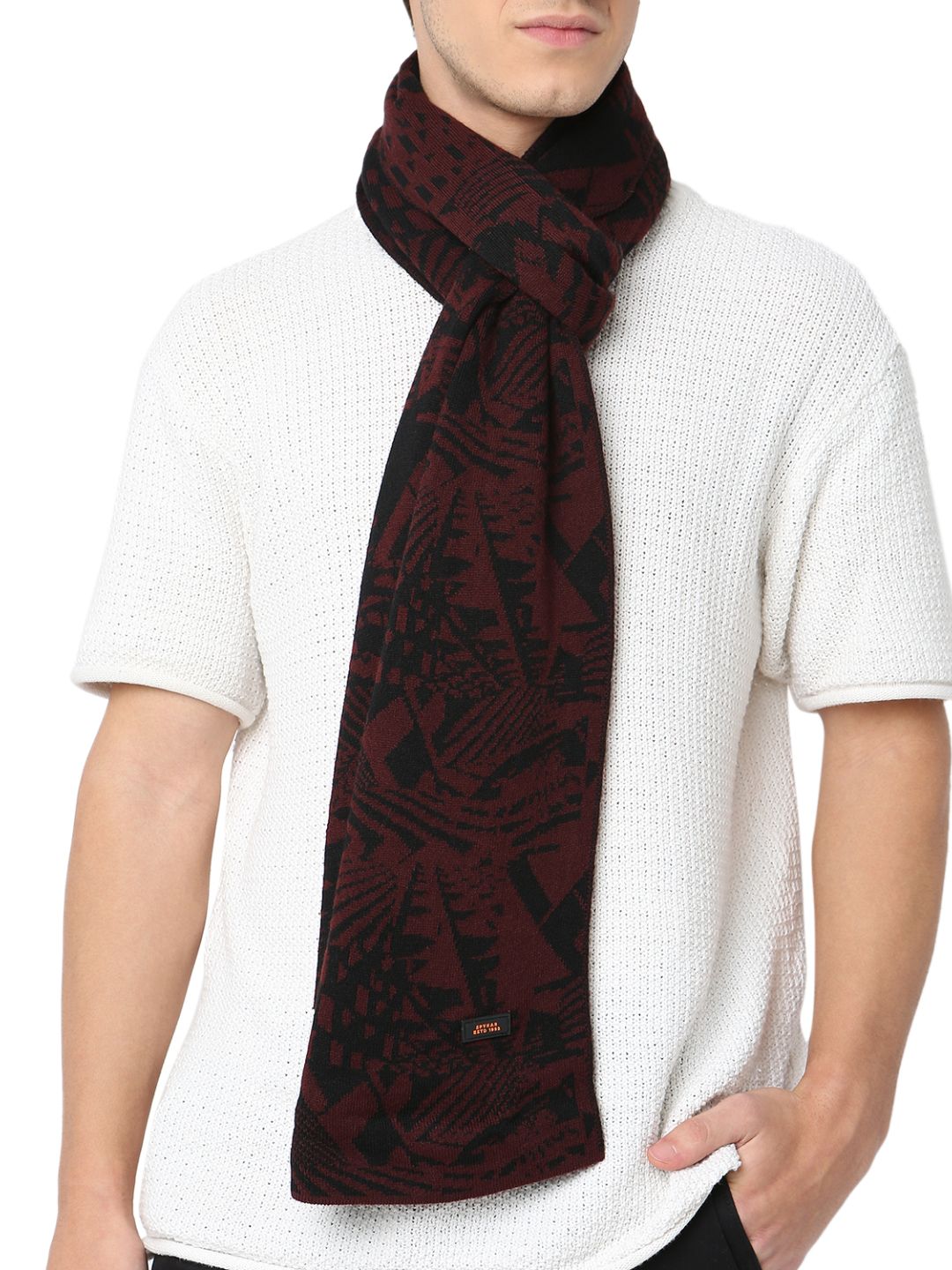 Spykar Maroon & Black Muffler for Men