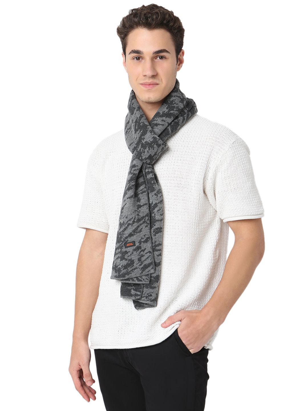 Spykar Dark Grey Muffler for Men