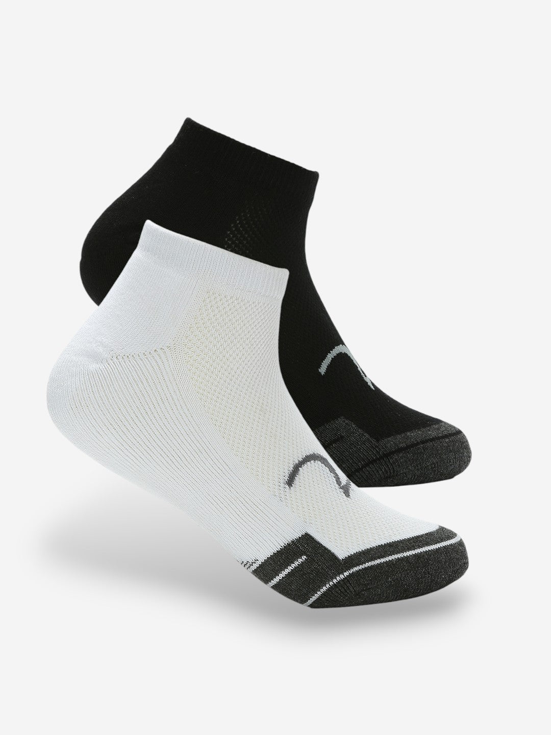 Spykar Black White Solid Mens Ankle Length Socks (Pack of 2)