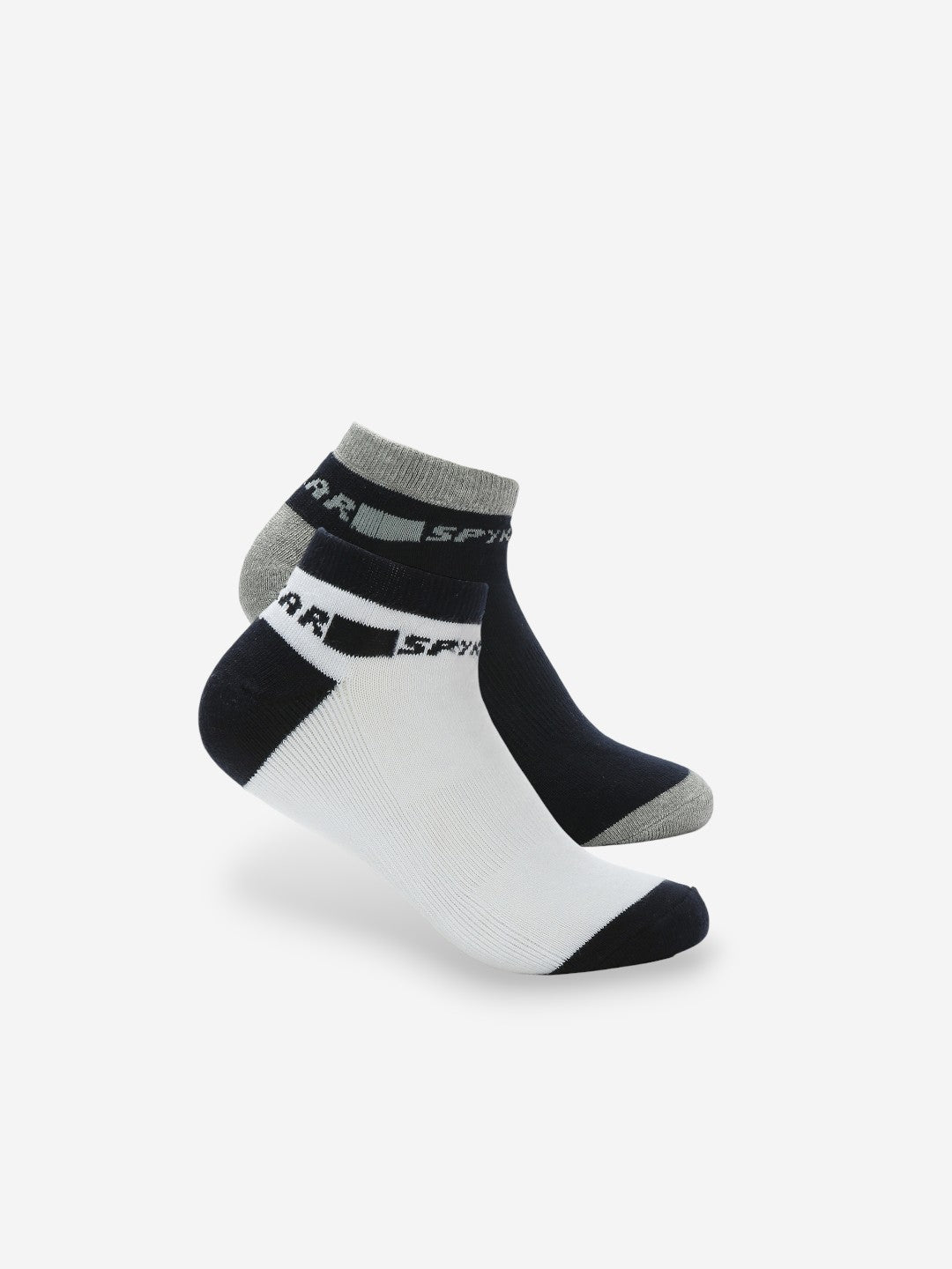 Spykar Navy Grey Solid Mens Ankle Length Socks (Pack of 2)