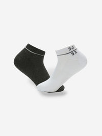 Pack Of 2 Antra White Solid Mens Ankle Length Socks