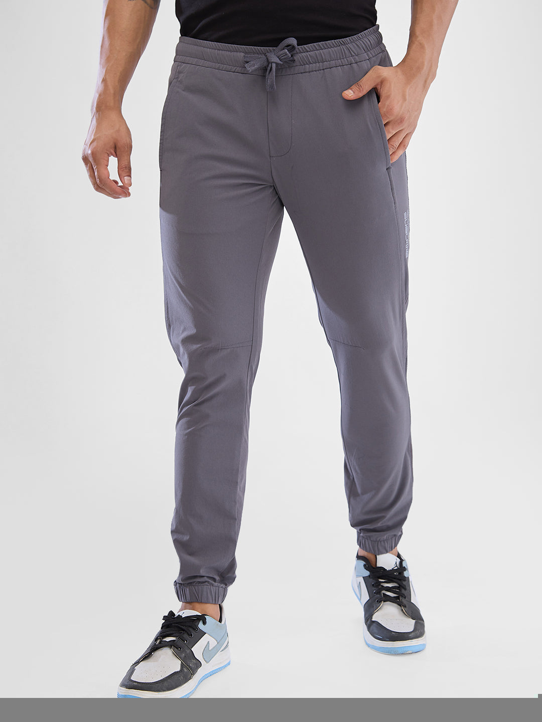 Men Trouser Jogger Fit Dark Grey Mid Rise