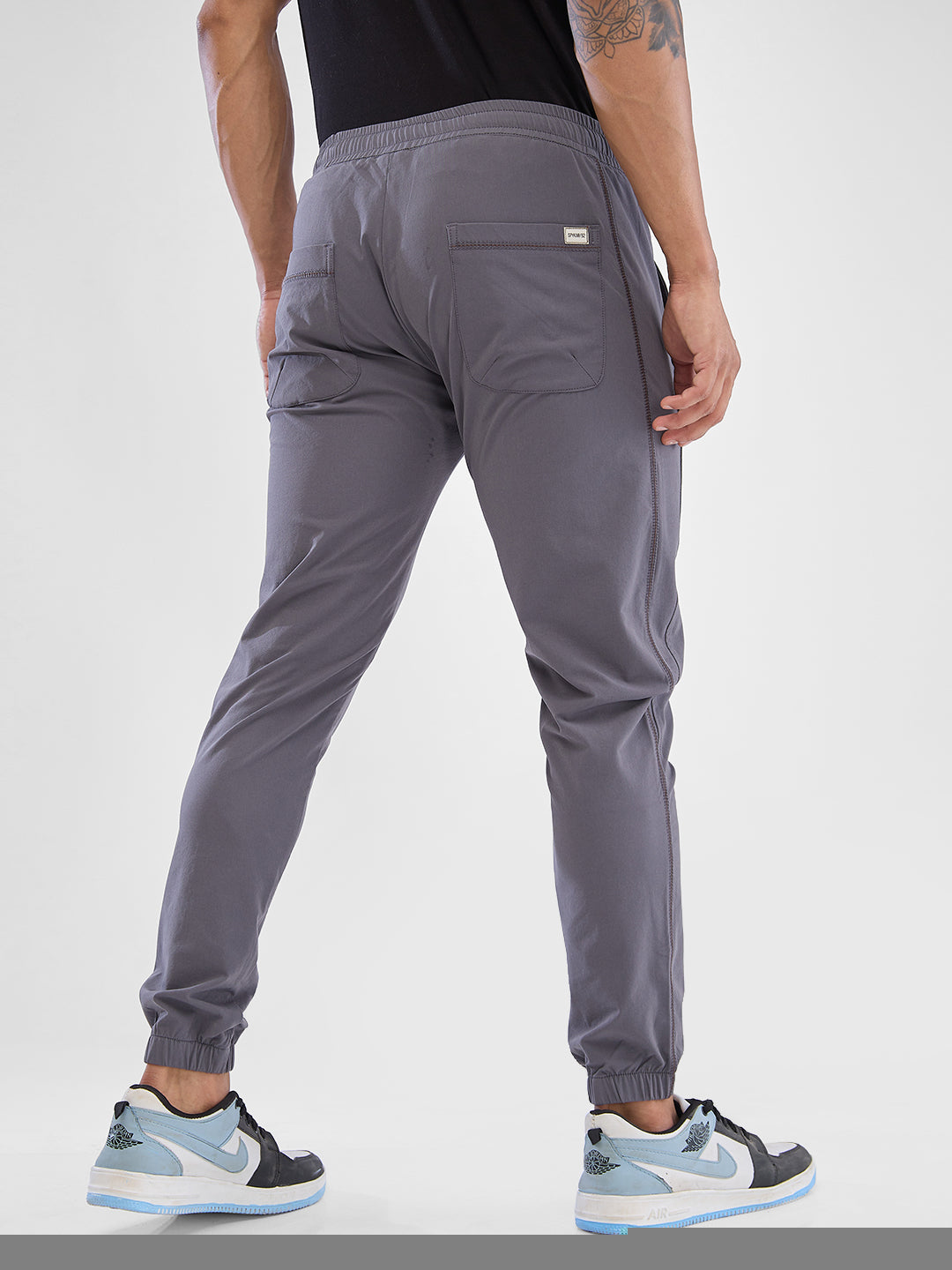 Men Trouser Jogger Fit Dark Grey Mid Rise