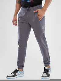 Men Trouser Jogger Fit Dark Grey Mid Rise