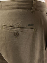 Men Trouser Corset Fit Green Mid Rise