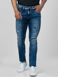 Men Kano Jeans Slim Fit Blue Low Rise