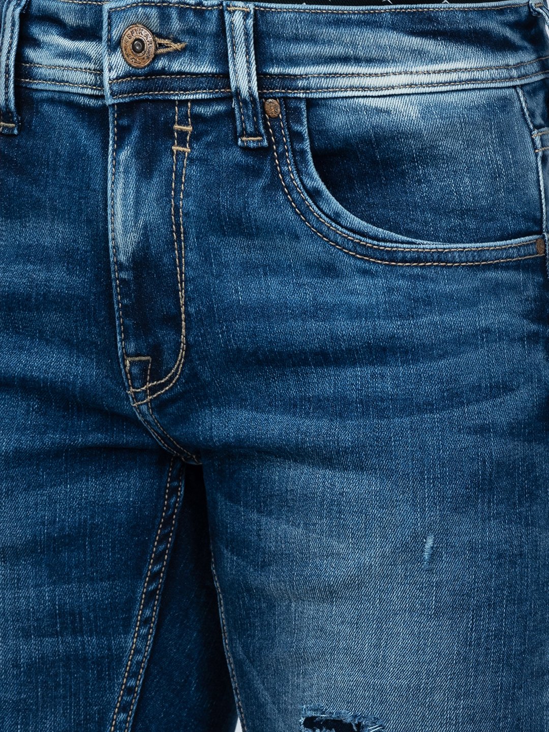 Men Kano Jeans Slim Fit Blue Low Rise