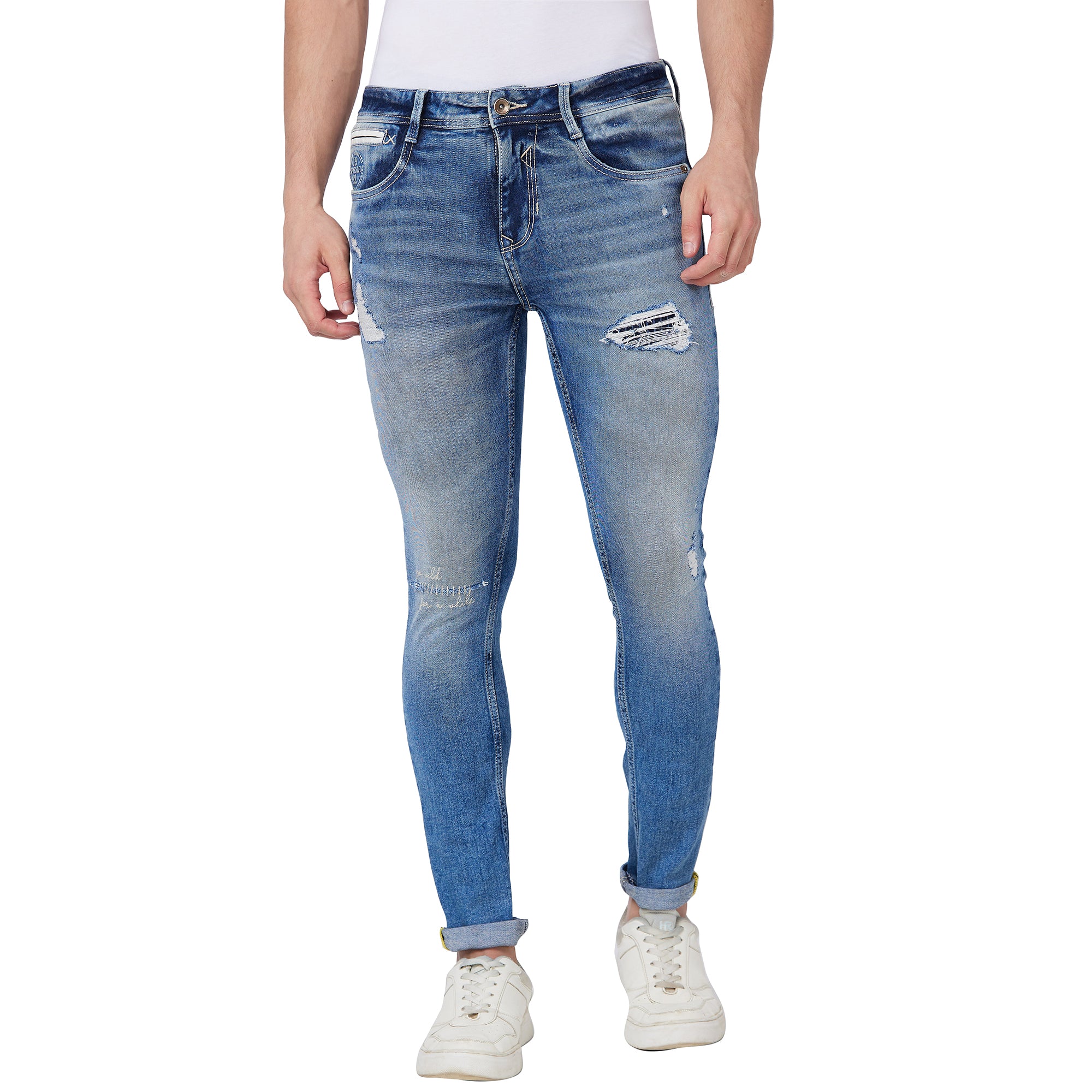 Men Light Blue Mid Rise Regular Fit Jeans