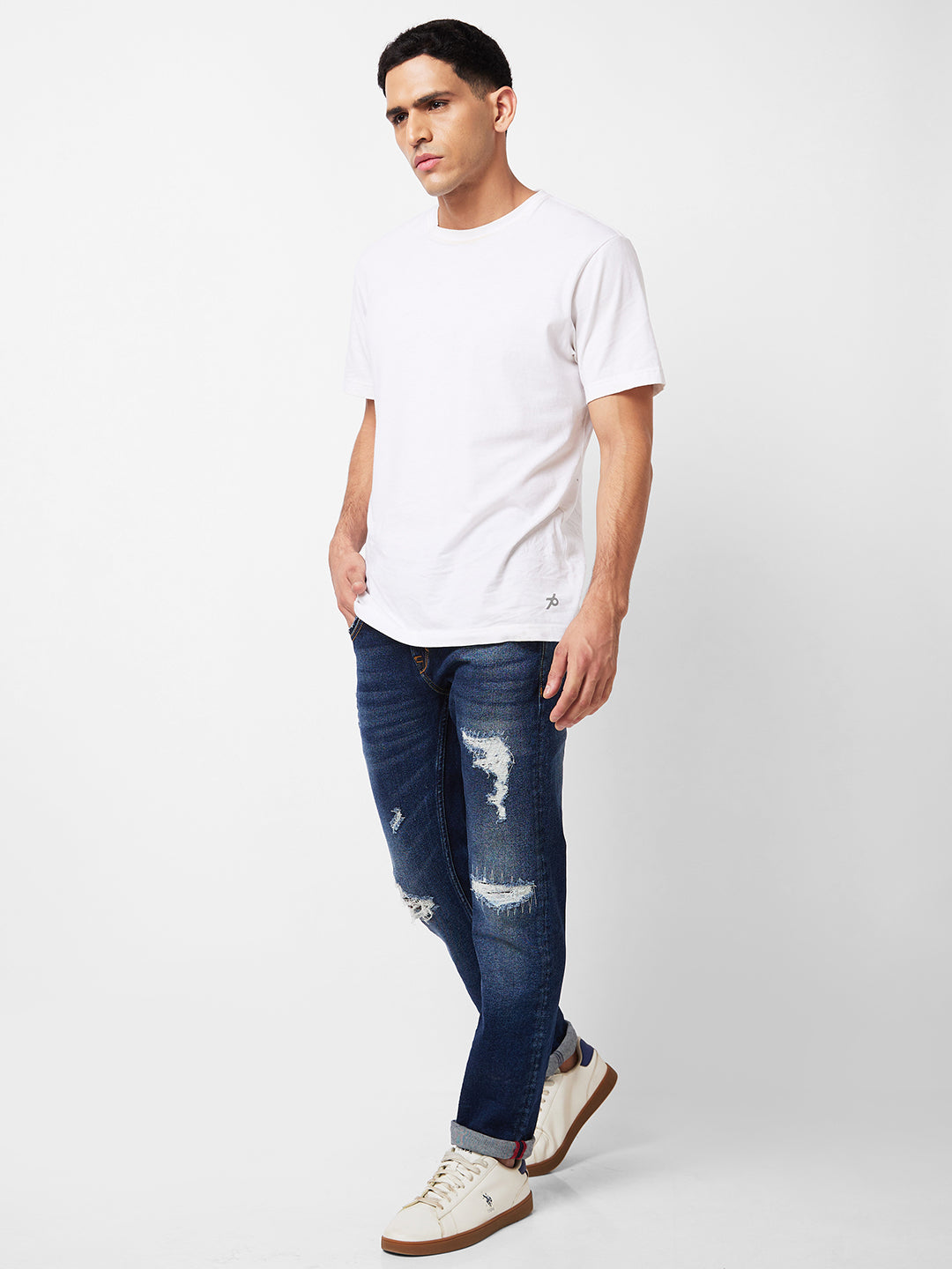 Spykar Men Blue Cotton Mid Rise Jeans