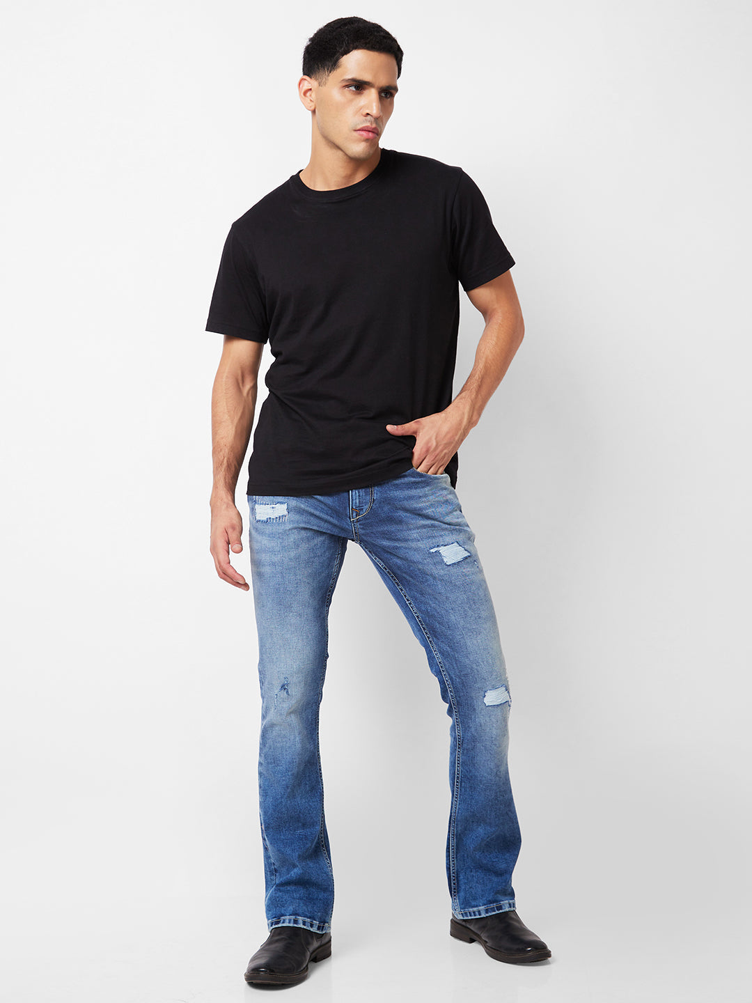 Spykar Men Blue Cotton Mid Rise Jeans