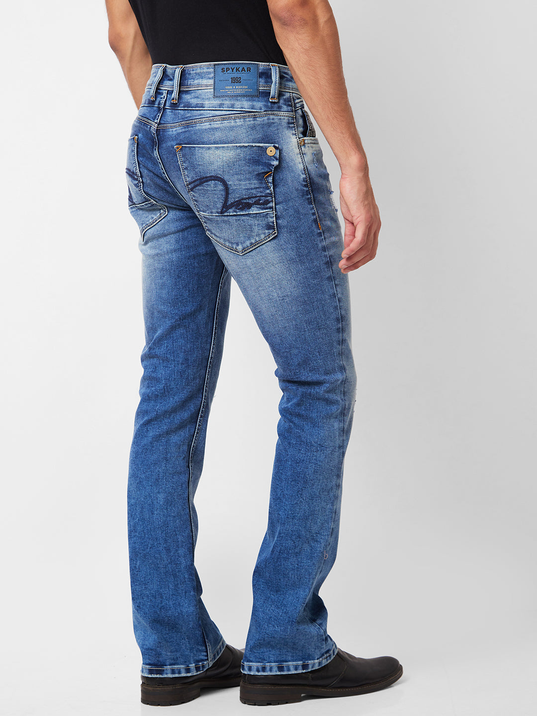 Spykar Men Blue Cotton Mid Rise Jeans