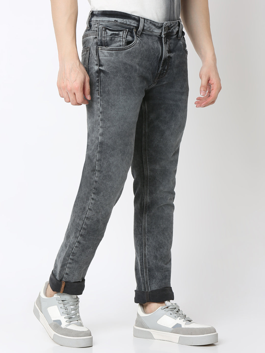 Spykar Dark Grey Mid Rise Comfort Fit Jeans For Men