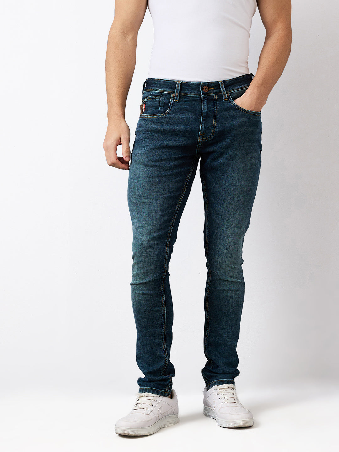 Spykar Slim Fit Low Rise Cotton Stretch Jeans For Men