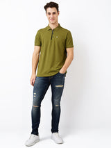 Men Jeans Slim Fit Vintage Blue Low Rise