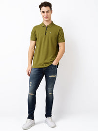 Men Jeans Slim Fit Vintage Blue Low Rise