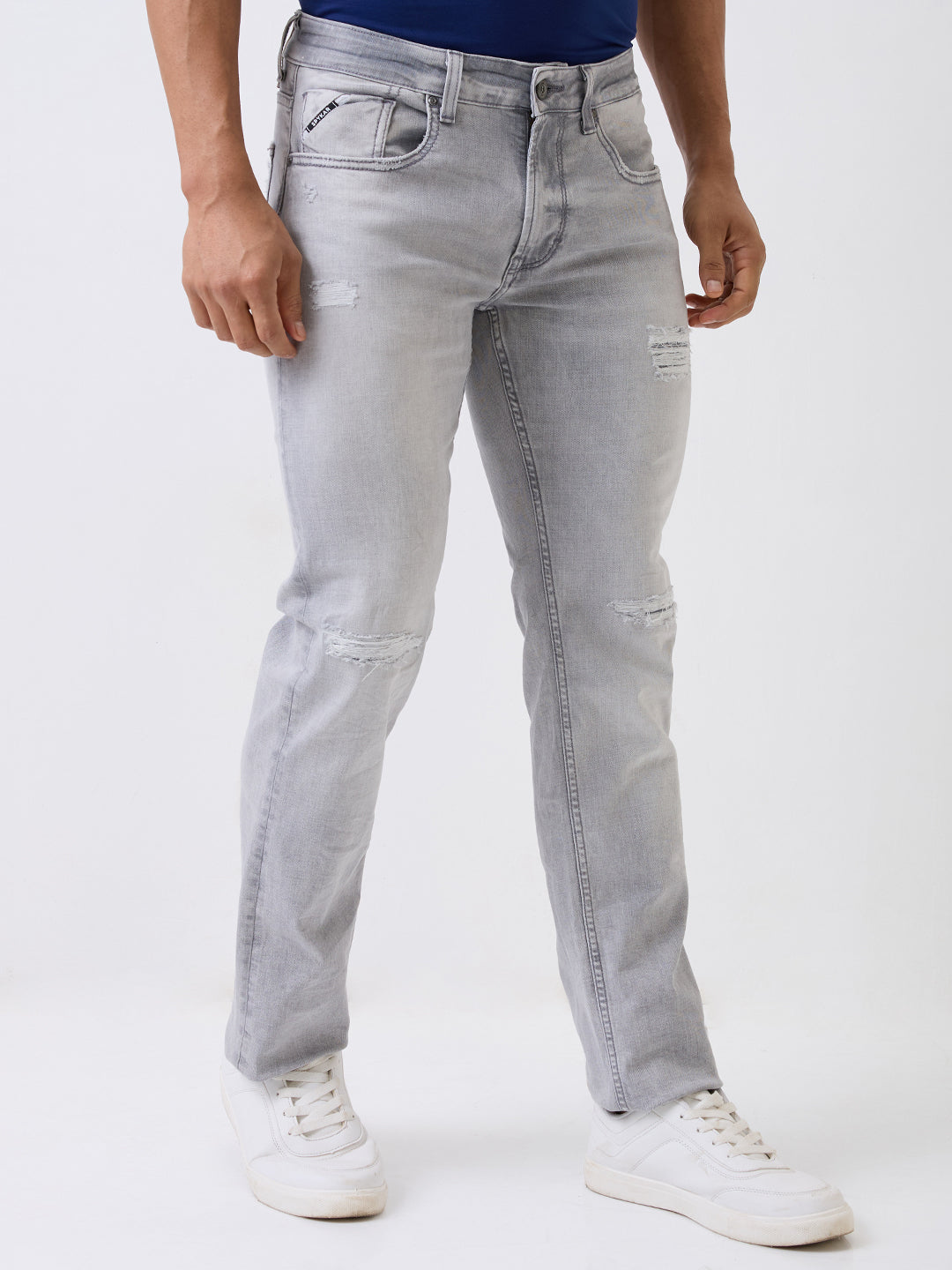 Spykar Grey Mid Rise Regular Fit Casual Jeans For Men