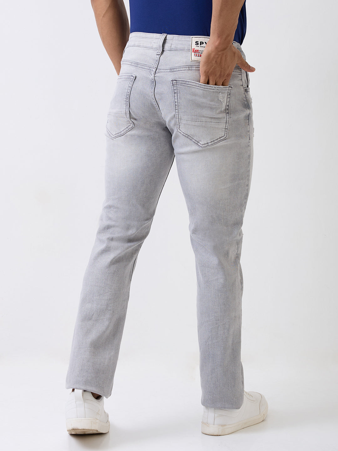 Spykar Grey Mid Rise Regular Fit Casual Jeans For Men