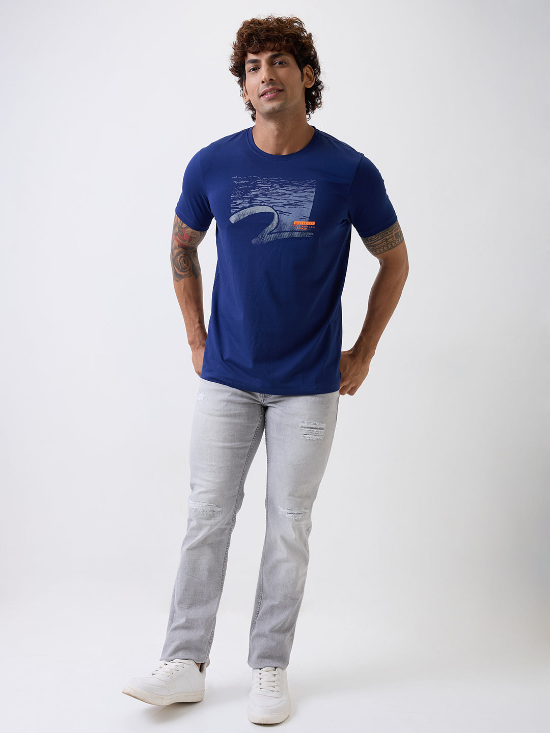 Spykar Grey Mid Rise Regular Fit Casual Jeans For Men