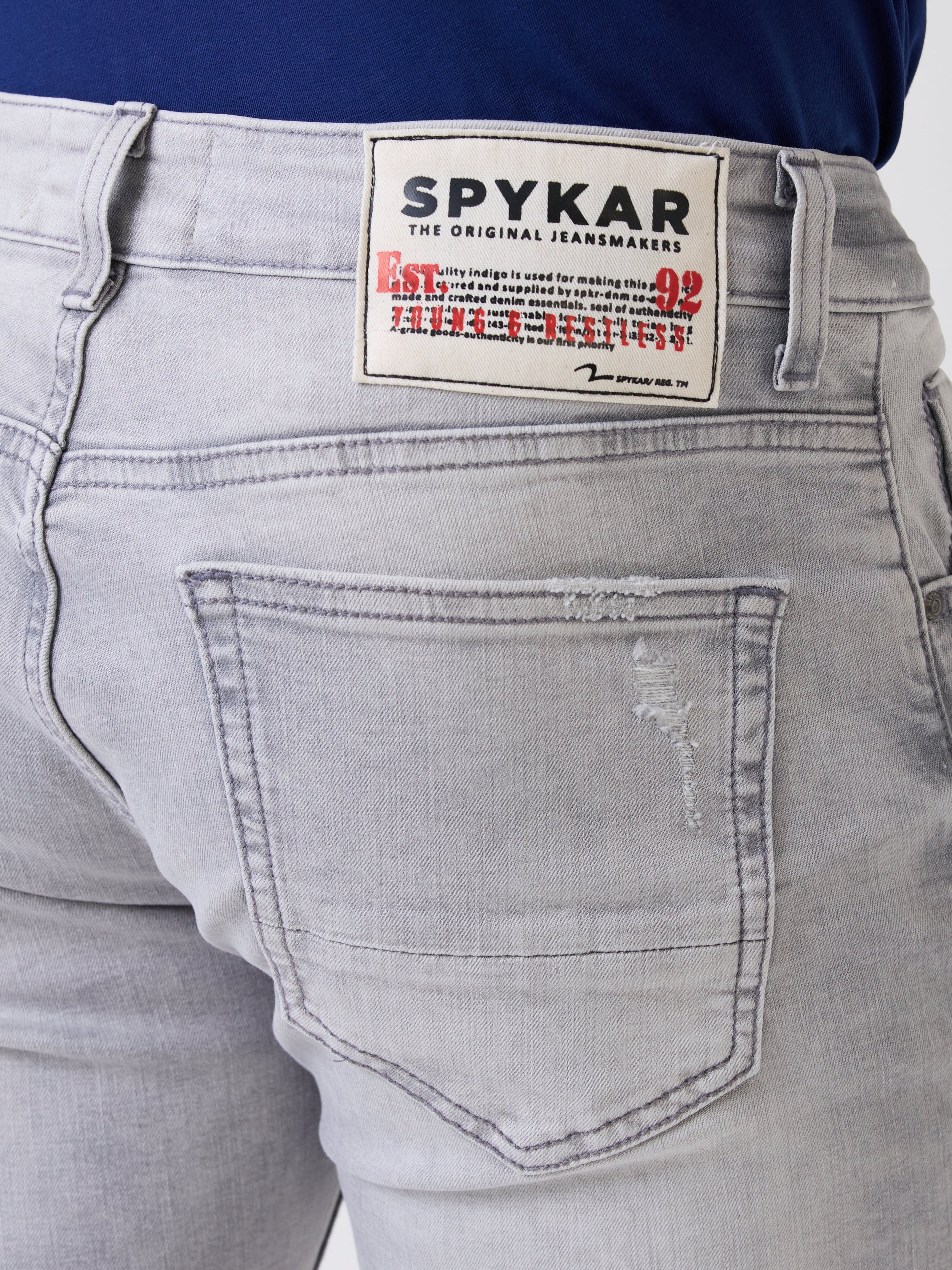 Spykar Grey Mid Rise Regular Fit Casual Jeans For Men