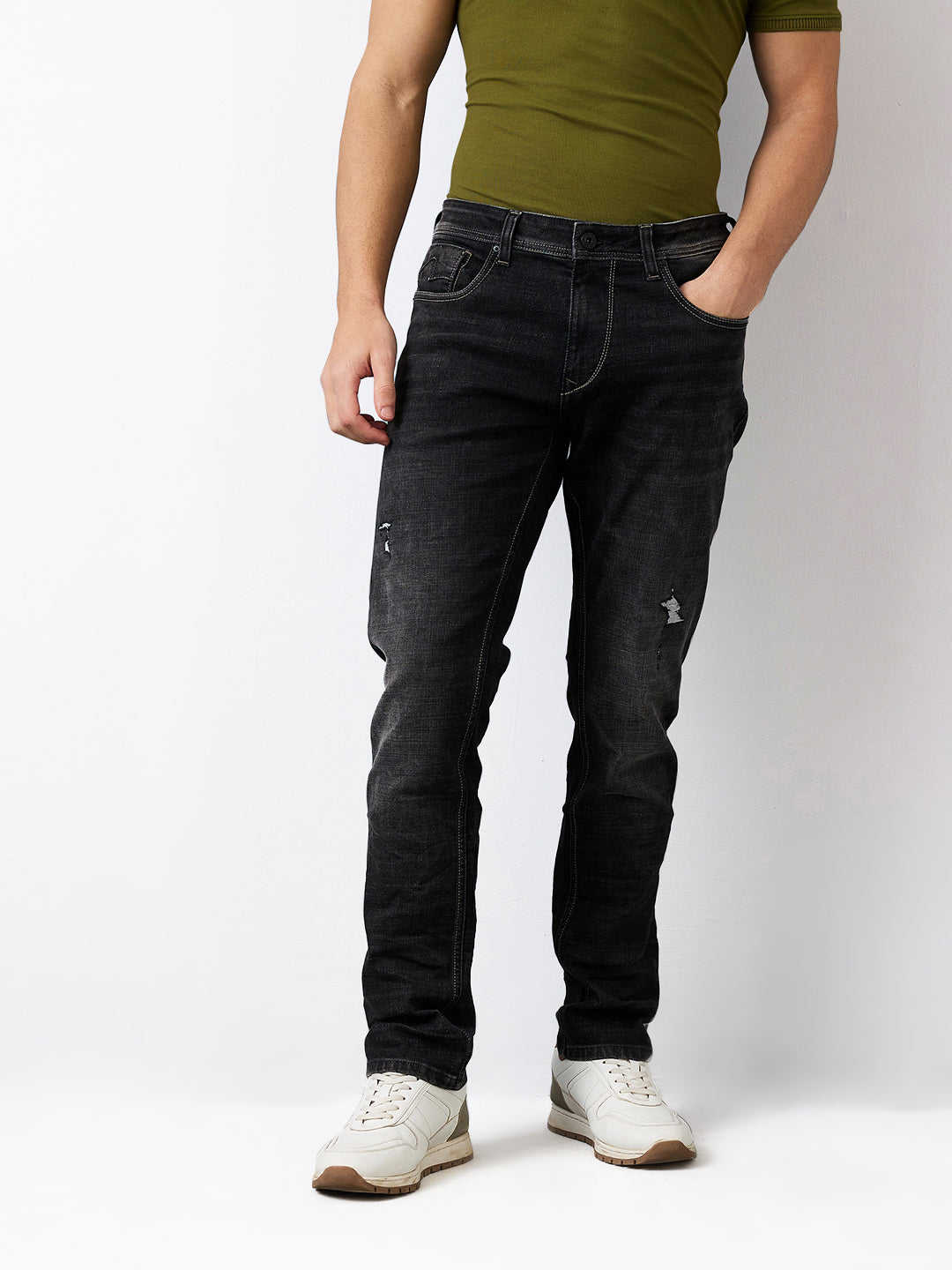 Spykar Regular Fit Mid Rise Cotton Jeans For Men