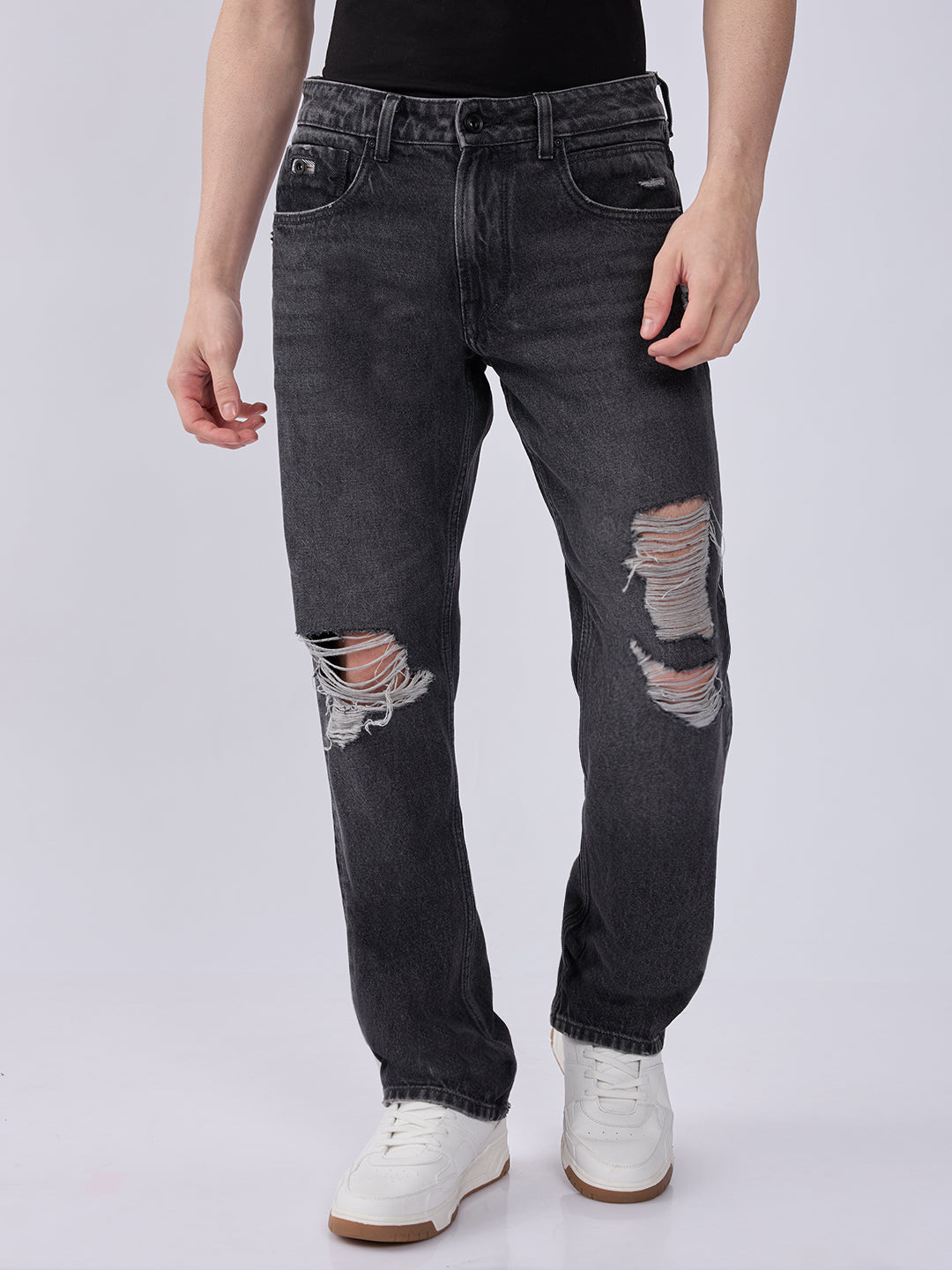 Spykar Charcoal Black Mid Rise Comfort Fit Casual Jeans For Men