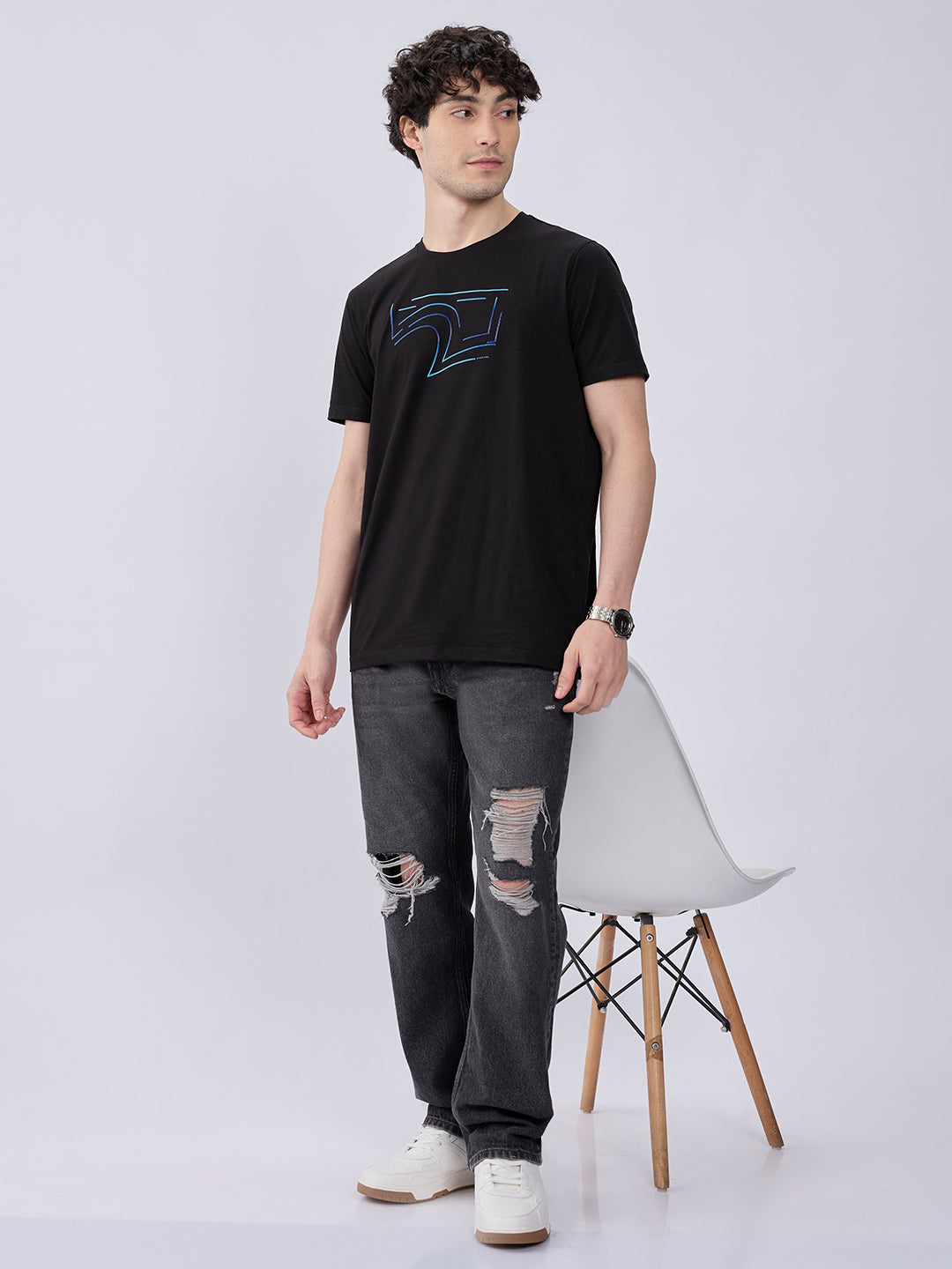 Spykar Charcoal Black Mid Rise Comfort Fit Casual Jeans For Men