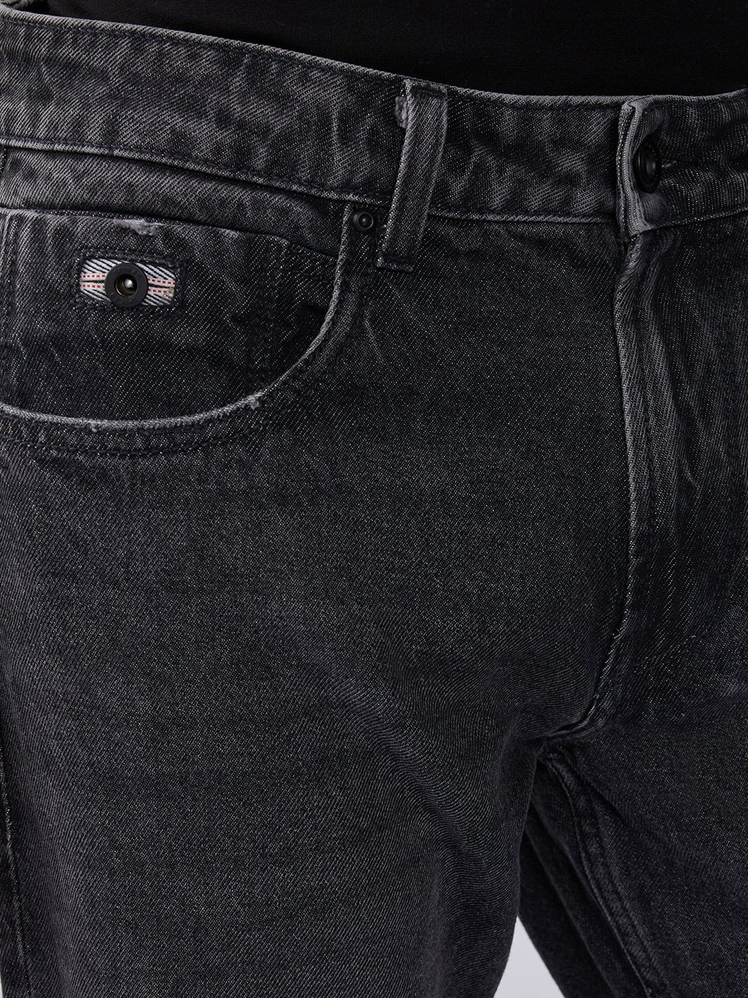 Spykar Charcoal Black Mid Rise Comfort Fit Casual Jeans For Men