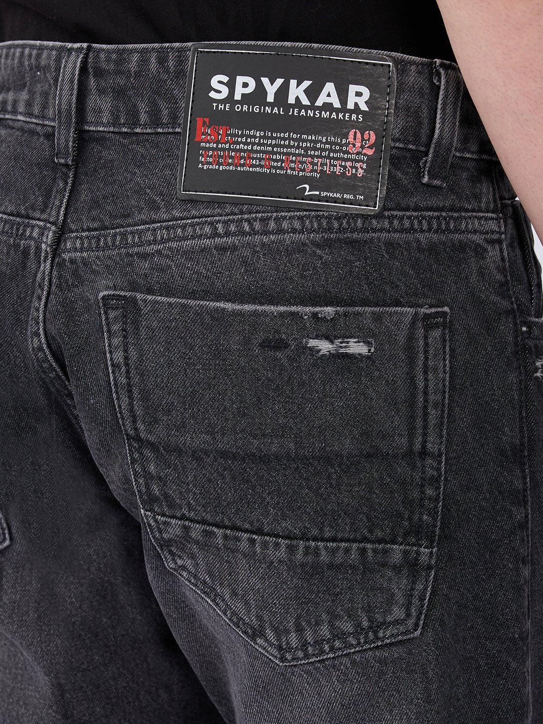 Spykar Charcoal Black Mid Rise Comfort Fit Casual Jeans For Men