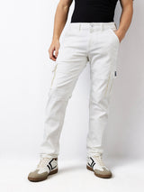 Men Jeans Regular Fit White Mid Rise
