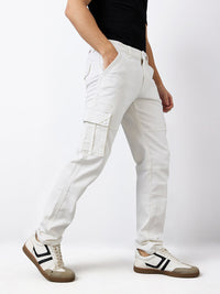 Men Jeans Regular Fit White Mid Rise
