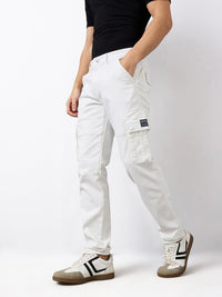 Men Jeans Regular Fit White Mid Rise